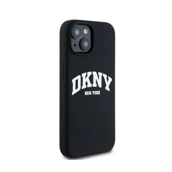 DKNY Liquid Silicone White Printed Logo MagSafe - Case for iPhone 15 Plus / 14 Plus (black)
