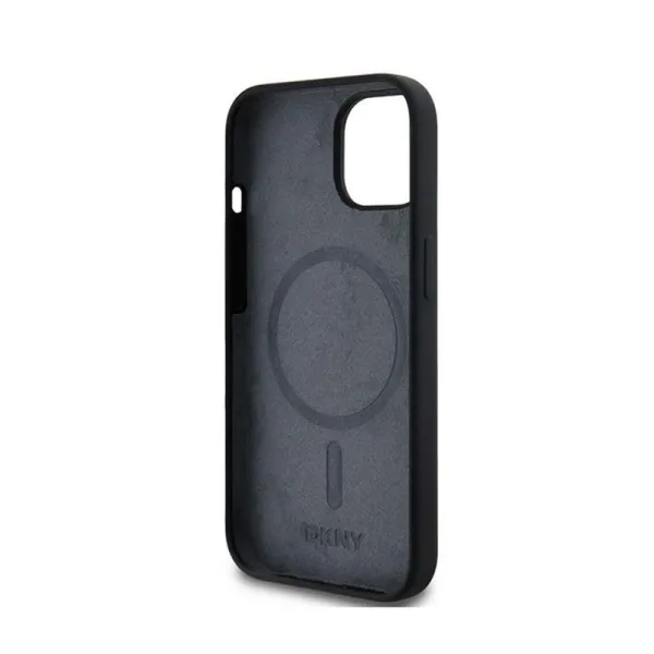 DKNY Liquid Silicone White Printed Logo MagSafe - Case for iPhone 15 Plus / 14 Plus (black)