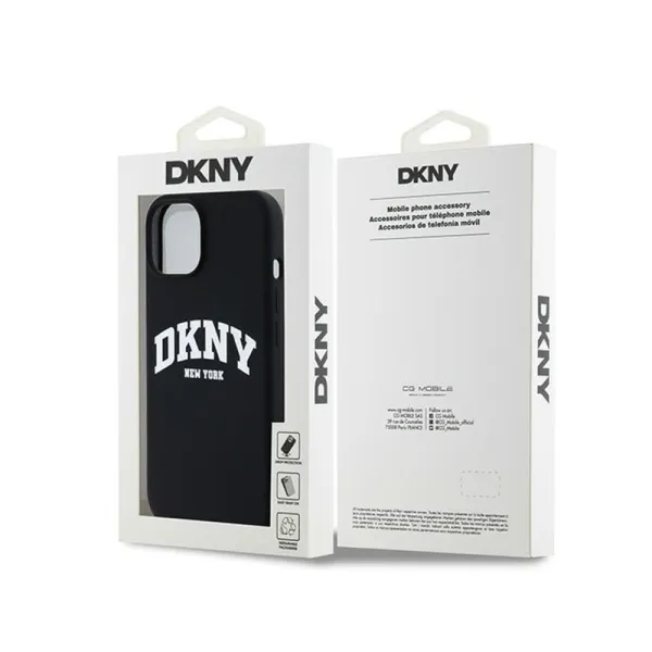 DKNY Liquid Silicone White Printed Logo MagSafe - Case for iPhone 15 Plus / 14 Plus (black)