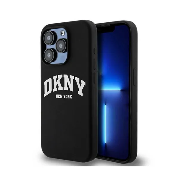 DKNY Liquid Silicone White Printed Logo MagSafe - Case for iPhone 15 Pro (black)