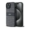 DKNY Leather Mono Stripe & Metal Logo - Case for iPhone 15 / 14 / 13 (black)