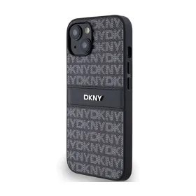 DKNY Leather Mono Stripe & Metal Logo - Case for iPhone 15 / 14 / 13 (black)