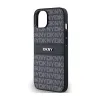 DKNY Leather Mono Stripe & Metal Logo - Case for iPhone 15 / 14 / 13 (black)