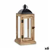 Lantern Natural Black Metal Wood (18 x 43 x 18 cm) (6 Units)