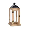 Lantern Natural Black Metal Wood (18 x 43 x 18 cm) (6 Units)