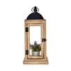 Lantern Natural Black Metal Wood (18 x 43 x 18 cm) (6 Units)