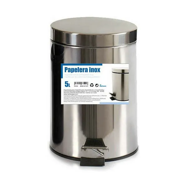 Pedal bin Silver Stainless steel Plastic 5 L (4 Units)