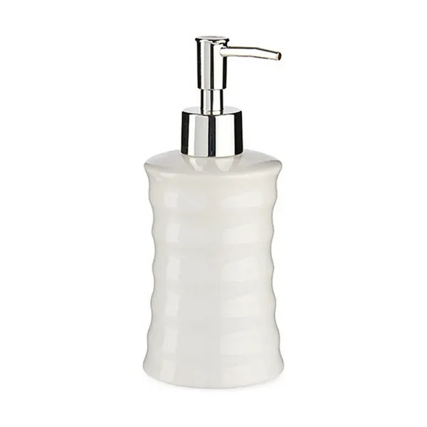 Soap Dispenser Waves Ceramic Metal White (260 ml) (12 Units)