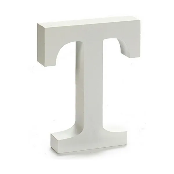 Letter T Wood White (2 x 16 x 14,5 cm) (24 Units)