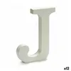 Letter J Wood White (1,8 x 21 x 17 cm) (12 Units)