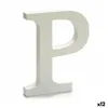 Letter P Wood White (1,8 x 21 x 17 cm) (12 Units)