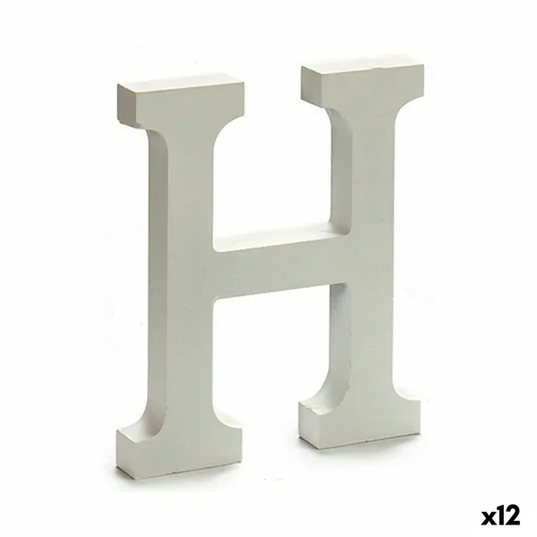 Letter H Wood White (1,8 x 21 x 17 cm) (12 Units)