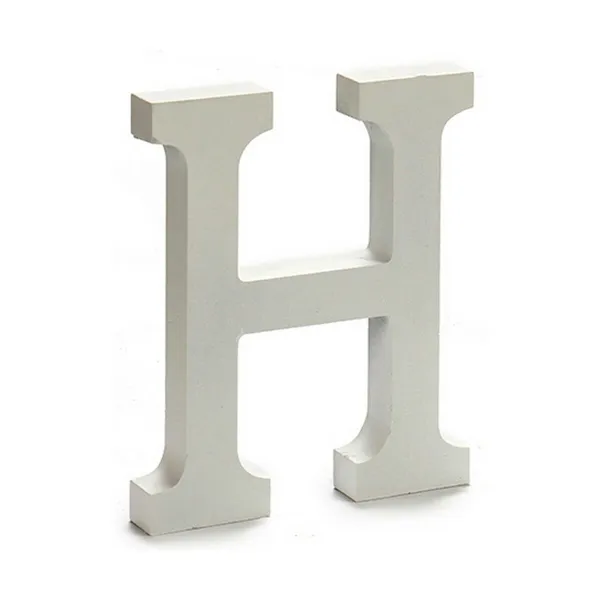 Letter H Wood White (1,8 x 21 x 17 cm) (12 Units)