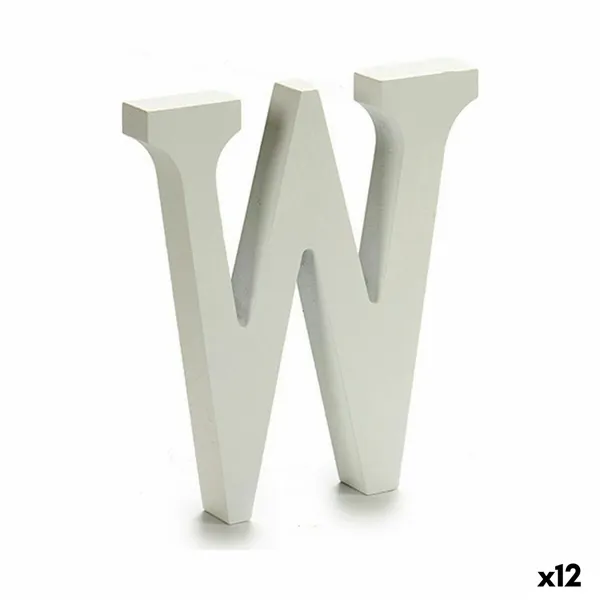 Letter W Wood White (1,8 x 21 x 17 cm) (12 Units)