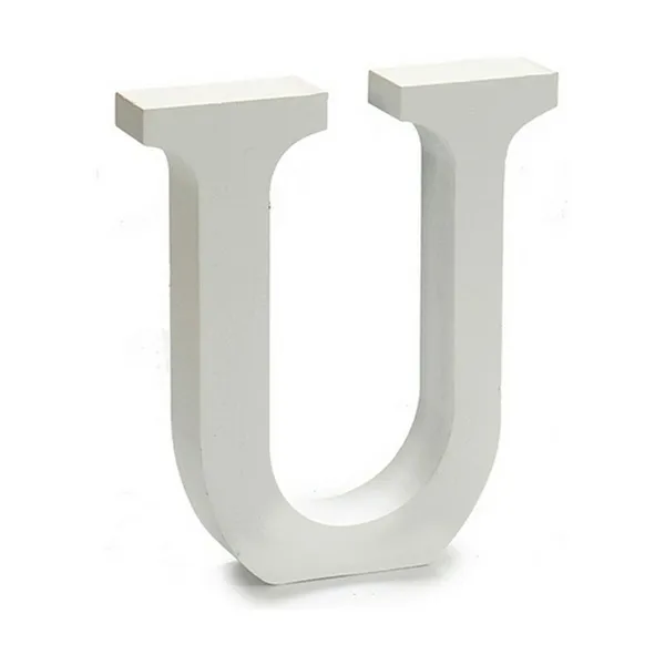 Letter U Wood White (2 x 16 x 14,5 cm) (24 Units)