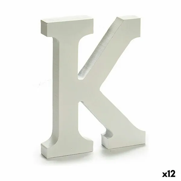 Letter K Wood White (1,8 x 21 x 17 cm) (12 Units)