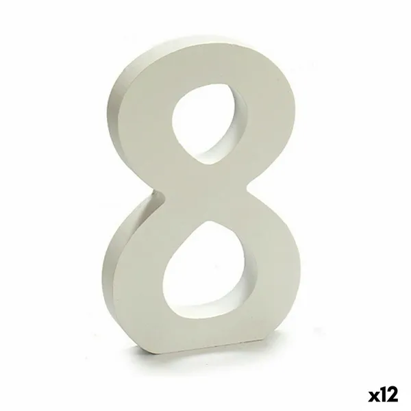 Number 8 Wood White (1,8 x 21 x 17 cm) (12 Units)