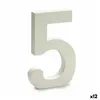 Number 5 Wood White (1,8 x 21 x 17 cm) (12 Units)