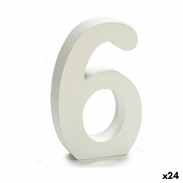 Number 6 Wood White (2 x 16 x 14,5 cm) (24 Units)