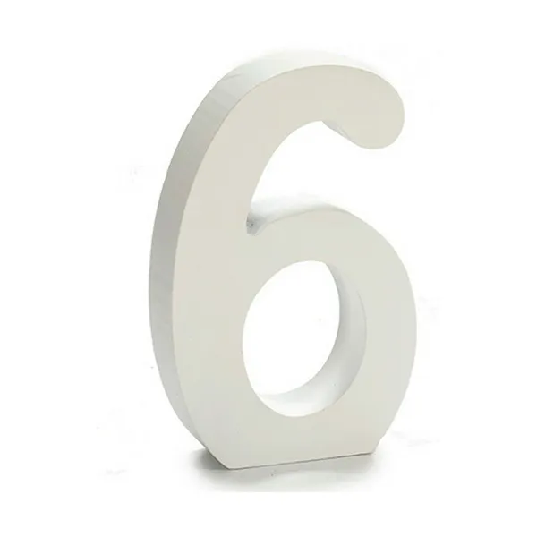 Number 6 Wood White (2 x 16 x 14,5 cm) (24 Units)