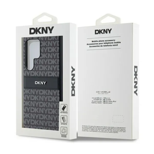 DKNY Leather Mono Stripe & Metal Logo - Samsung Galaxy S24 Ultra Case (black)