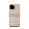 DKNY Leather Mono Stripe & Metal Logo - Case for iPhone 15 / 14 / 13 (pink)