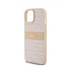 DKNY Leather Mono Stripe & Metal Logo - Case for iPhone 15 / 14 / 13 (pink)