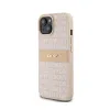 DKNY Leather Mono Stripe & Metal Logo - Case for iPhone 15 Plus / 14 Plus (pink)