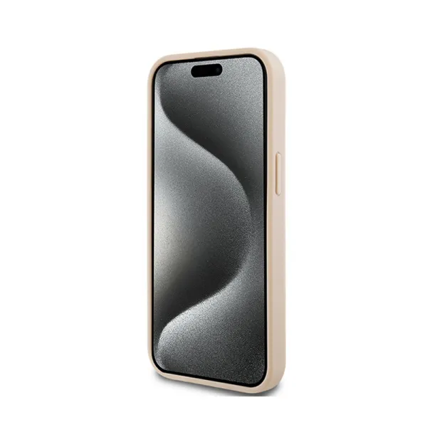 DKNY Leather Mono Stripe & Metal Logo - Case for iPhone 15 Plus / 14 Plus (pink)