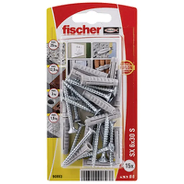 Wall plugs and screws Fischer Wall plugs and screws 15 Units (6 x 30 mm)