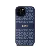 DKNY Leather Mono Stripe & Metal Logo - Case for iPhone 15 / 14 / 13 (blue)