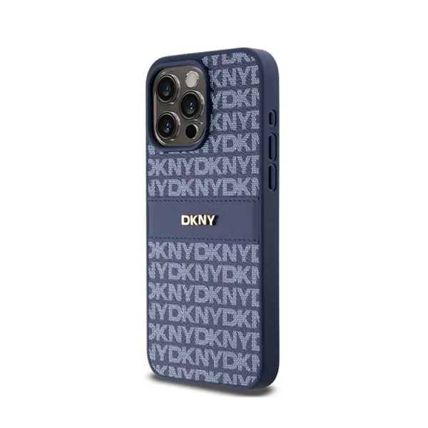 DKNY Leather Mono Stripe & Metal Logo - Case for iPhone 15 Pro Max (blue)