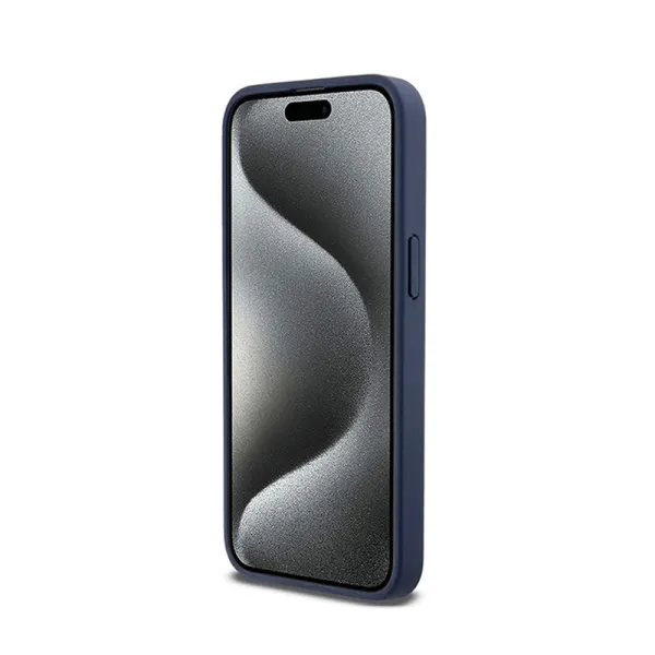 DKNY Leather Mono Stripe & Metal Logo - Case for iPhone 15 Pro Max (blue)