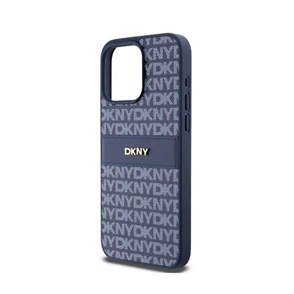 DKNY Leather Mono Stripe & Metal Logo - Case for iPhone 15 Pro Max (blue)