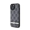DKNY Leather Checkered Mono Pattern & Printed Stripes - iPhone 15 Plus / 14 Plus Case (black)