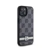 DKNY Leather Checkered Mono Pattern & Printed Stripes - iPhone 15 Plus / 14 Plus Case (black)