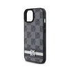 DKNY Leather Checkered Mono Pattern & Printed Stripes - iPhone 15 Plus / 14 Plus Case (black)