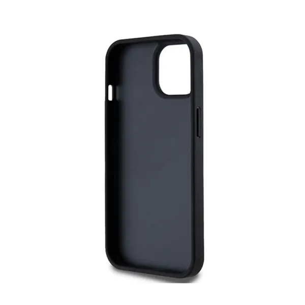 DKNY Leather Checkered Mono Pattern & Printed Stripes - iPhone 15 Plus / 14 Plus Case (black)