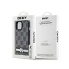 DKNY Leather Checkered Mono Pattern & Printed Stripes - iPhone 15 Plus / 14 Plus Case (black)