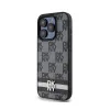 DKNY Leather Checkered Mono Pattern & Printed Stripes - iPhone 15 Pro Case (black)