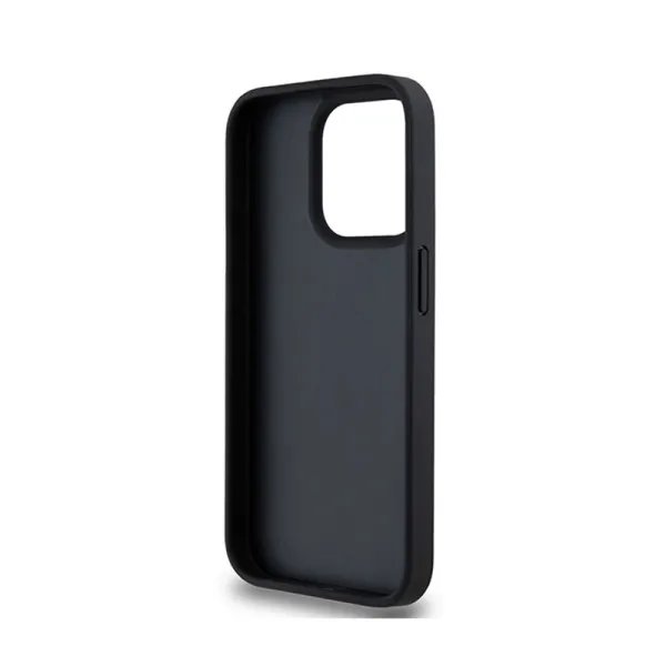 DKNY Leather Checkered Mono Pattern & Printed Stripes - iPhone 15 Pro Case (black)