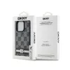DKNY Leather Checkered Mono Pattern & Printed Stripes - iPhone 15 Pro Max Case (black)