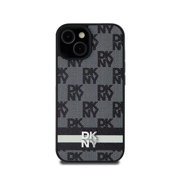 DKNY Leather Checkered Mono Pattern & Printed Stripes - Samsung Galaxy S24 Case (black)