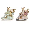 Decorative Figure DKD Home Decor 17 x 7 x 15,5 cm Pink Rabbit Green (2 Units)