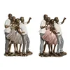 Decorative Figure DKD Home Decor 18 x 10 x 25 cm Pink Golden White Family (2 Units)