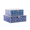 Jewelry box DKD Home Decor Blue Navy Blue Wood 24 x 20 x 8 cm (2 Units)