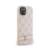 DKNY Leather Checkered Mono Pattern & Printed Stripes - Case for iPhone 15 Plus / 14 Plus (pink)