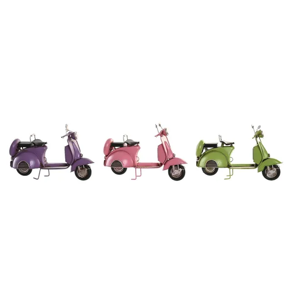 Decorative Figure DKD Home Decor 26 x 10 x 17 cm Pink Lilac Motorbike Green Vintage (3 Pieces)