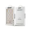 DKNY Leather Checkered Mono Pattern & Printed Stripes - Case for iPhone 15 Plus / 14 Plus (pink)