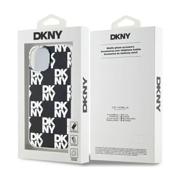 DKNY IML Checkered Mono Pattern - Case for iPhone 15 Plus / 14 Plus (Black)